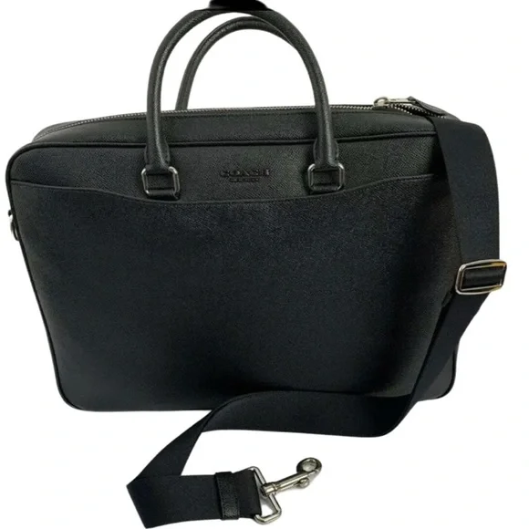 Coach black leather briefcase shop